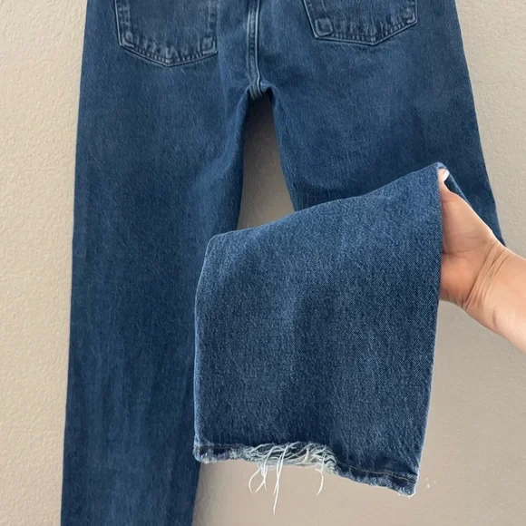 Agolde 90s Pinch Waist Straight Jeans High Rise Med Indigo Blue Button Fly 28 - Picture 12 of 16